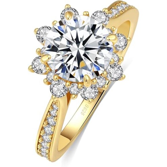 925 Sterling SilverD Color VVS1 Engagement Ring